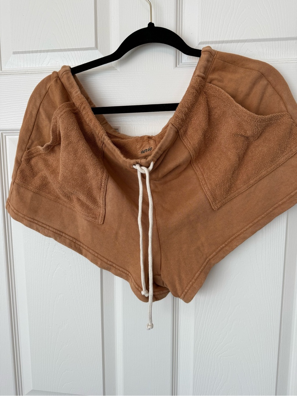 Aerie by AE Terry Drawstring Athletic Shorts — Tan
